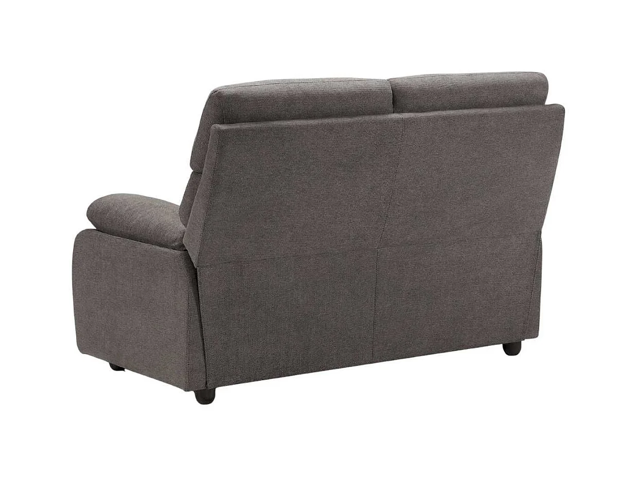 Canapé fixe 2 places tissu polyester gris foncé - MIGUEL