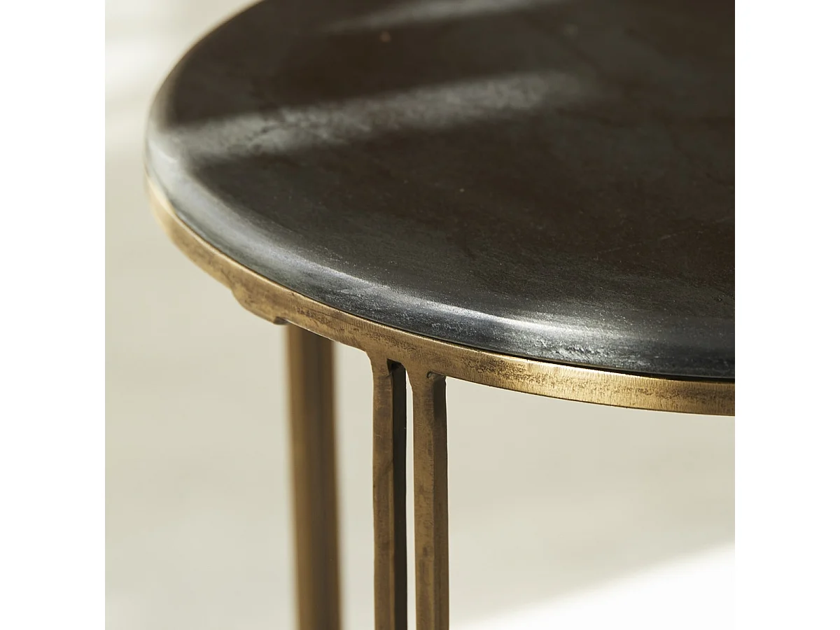 Comodino tondo in metallo e marmo Simëon