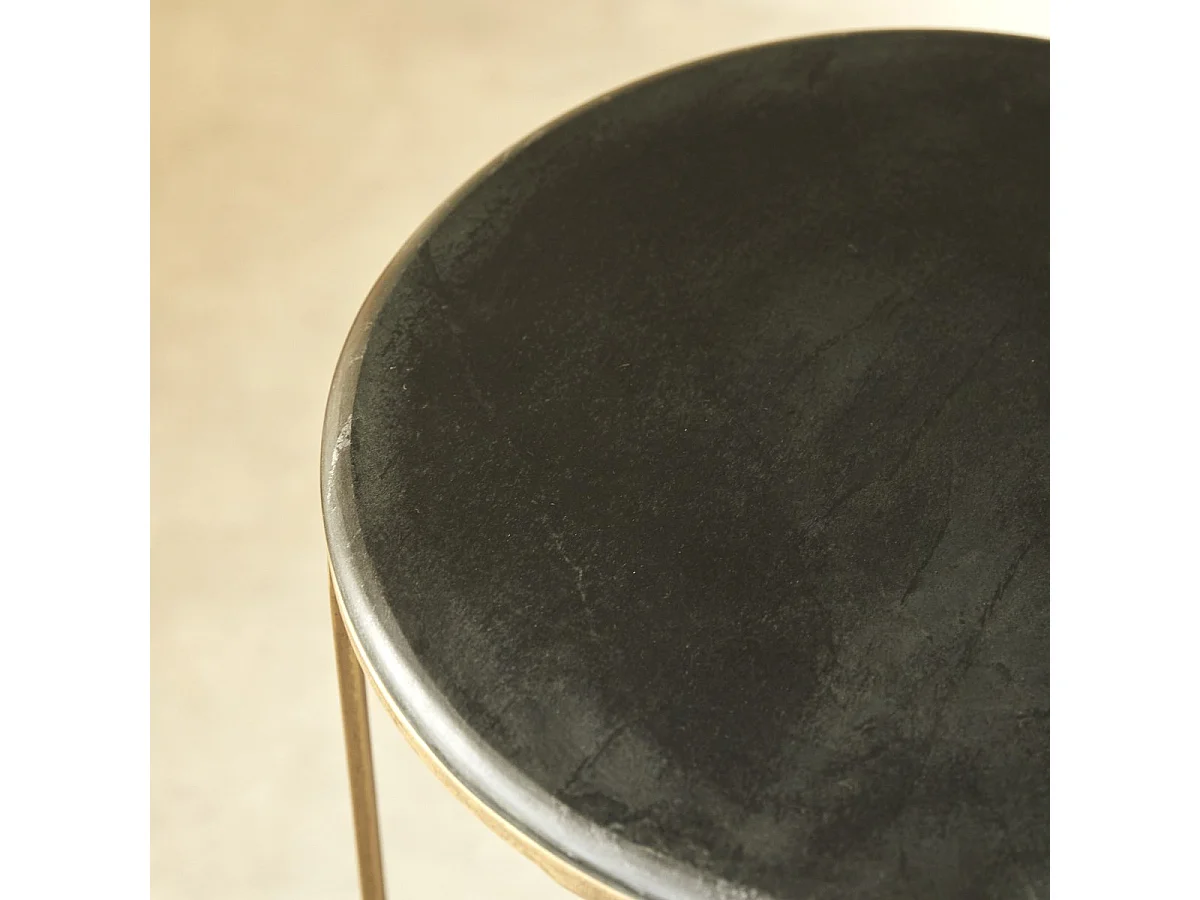 Comodino tondo in metallo e marmo Simëon