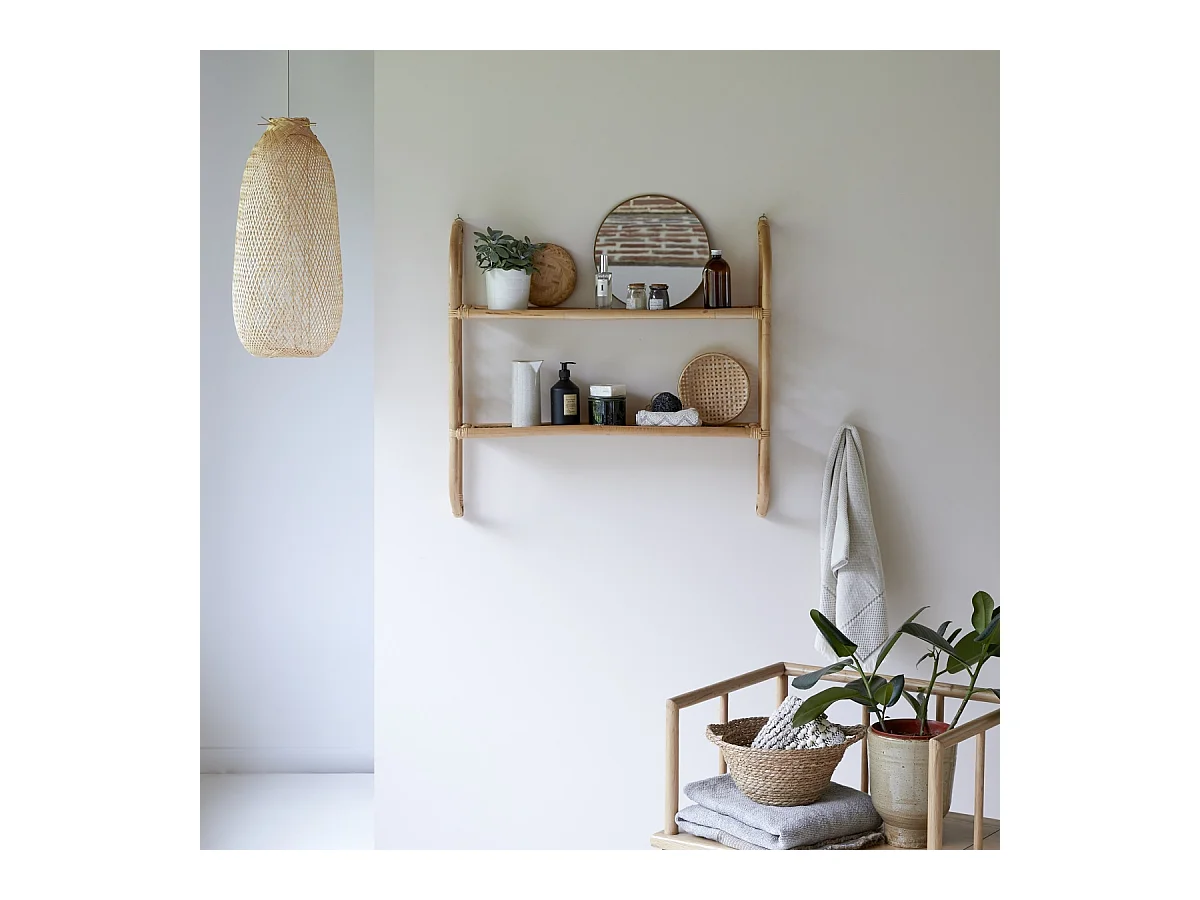 Scaffale in steli di rattan per bagno Marius