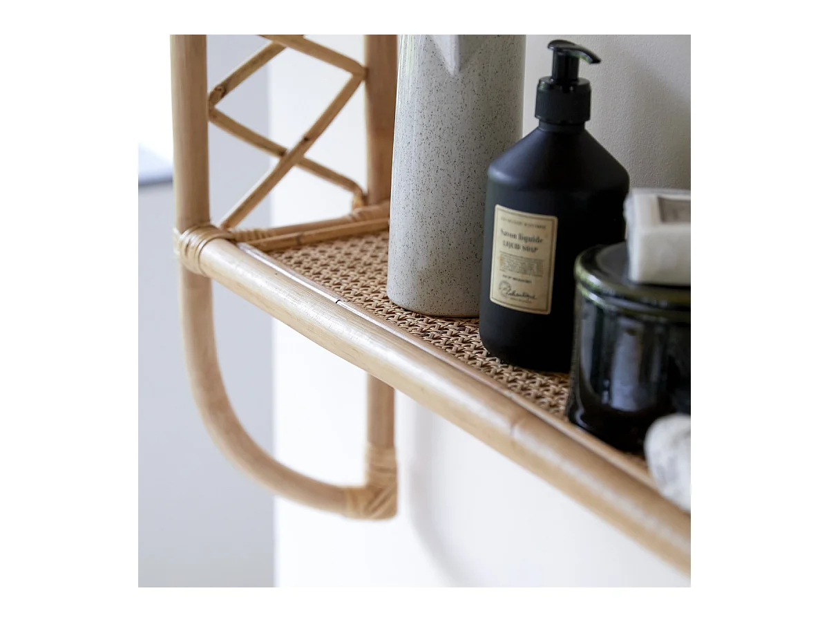 Scaffale in steli di rattan per bagno Marius