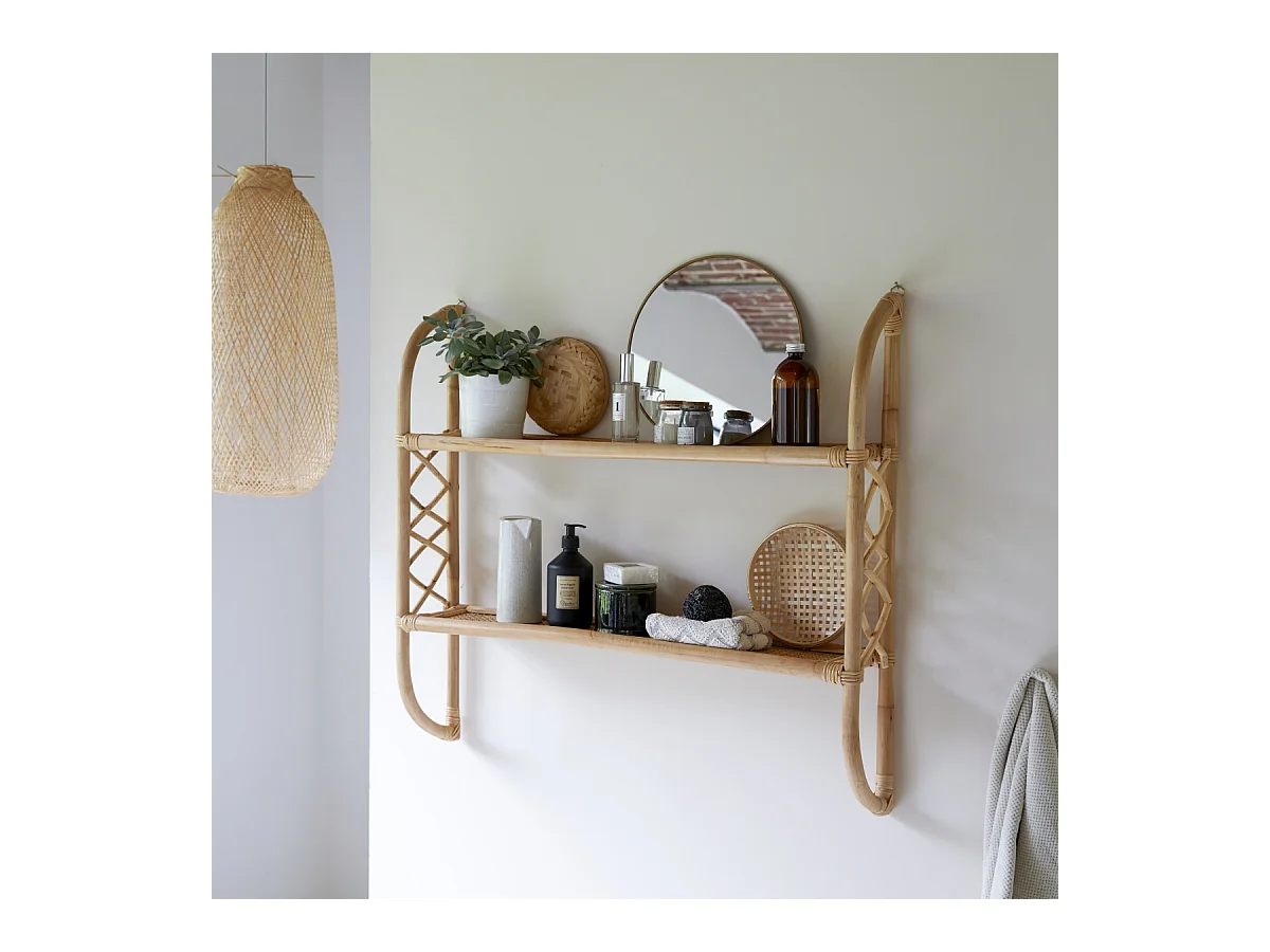 Scaffale in steli di rattan per bagno Marius