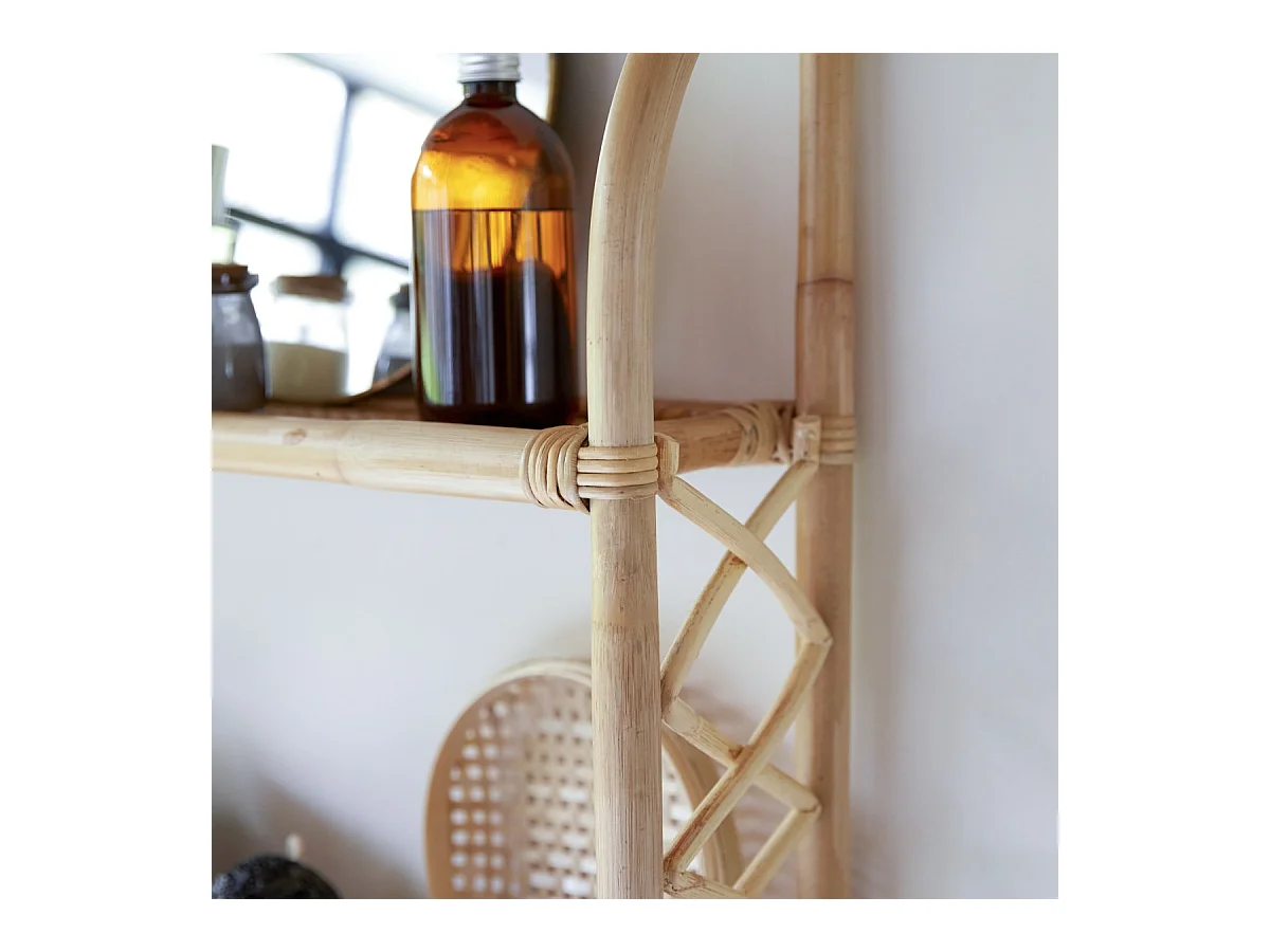 Scaffale in steli di rattan per bagno Marius