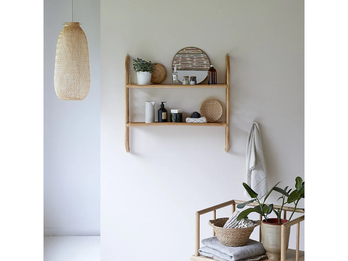 Scaffale in steli di rattan per bagno Marius