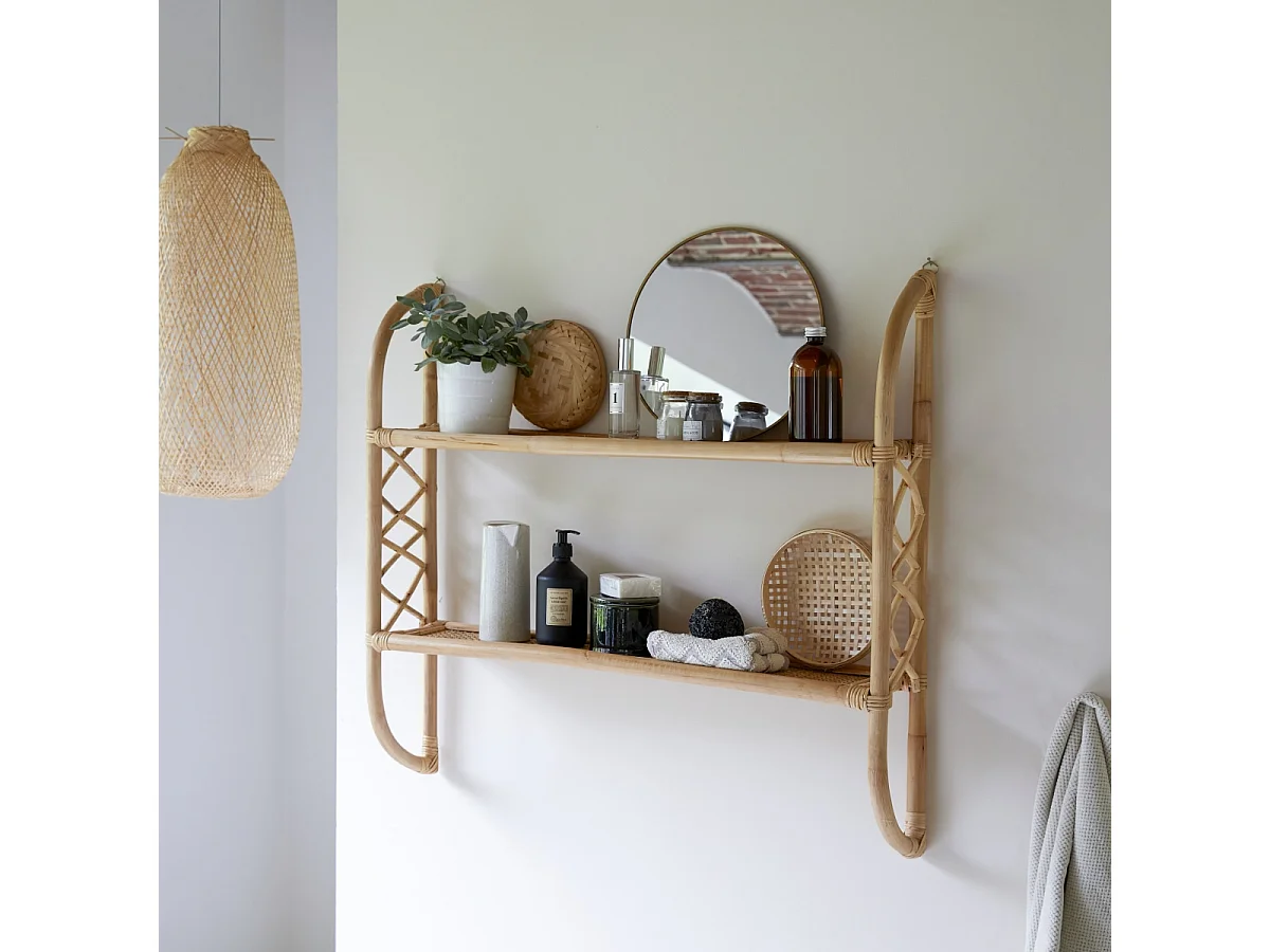 Scaffale in steli di rattan per bagno Marius