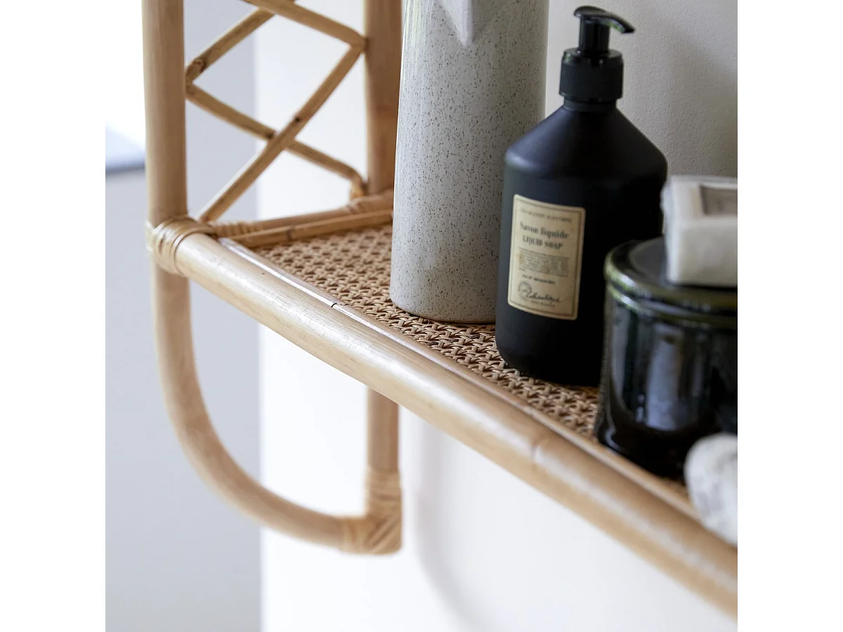 Scaffale in steli di rattan per bagno Marius