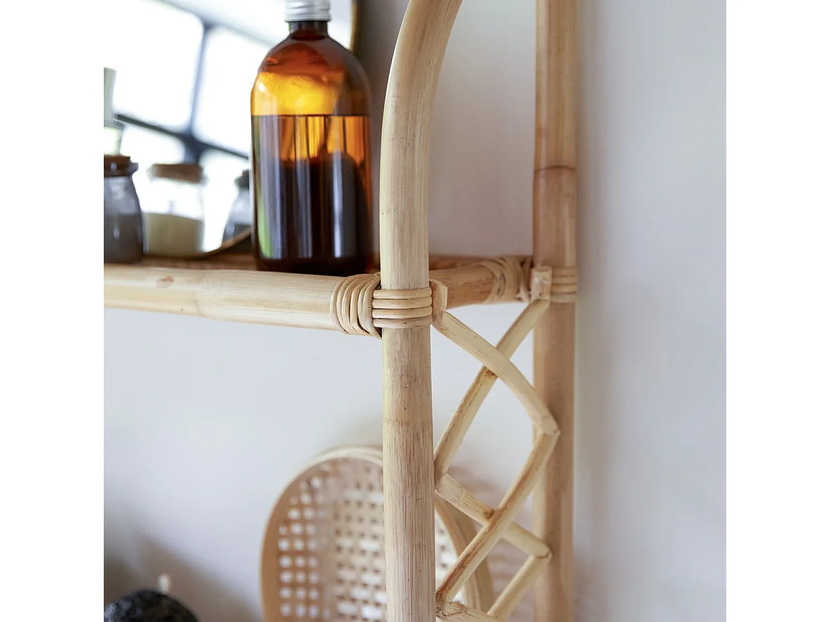 Scaffale in steli di rattan per bagno Marius