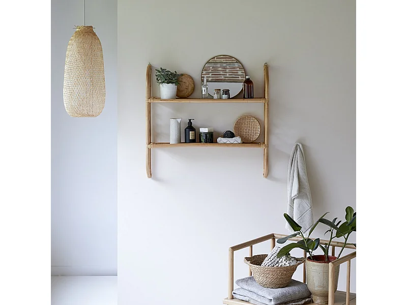 Scaffale in steli di rattan per bagno Marius