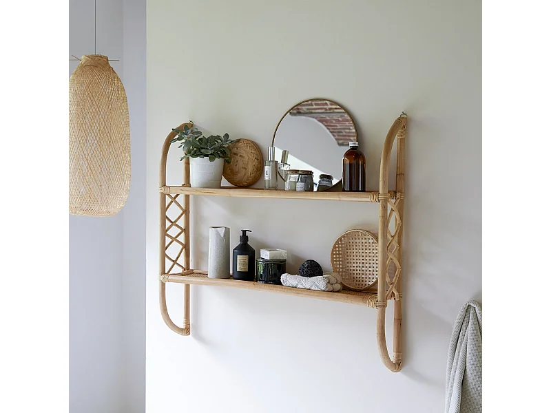 Scaffale in steli di rattan per bagno Marius