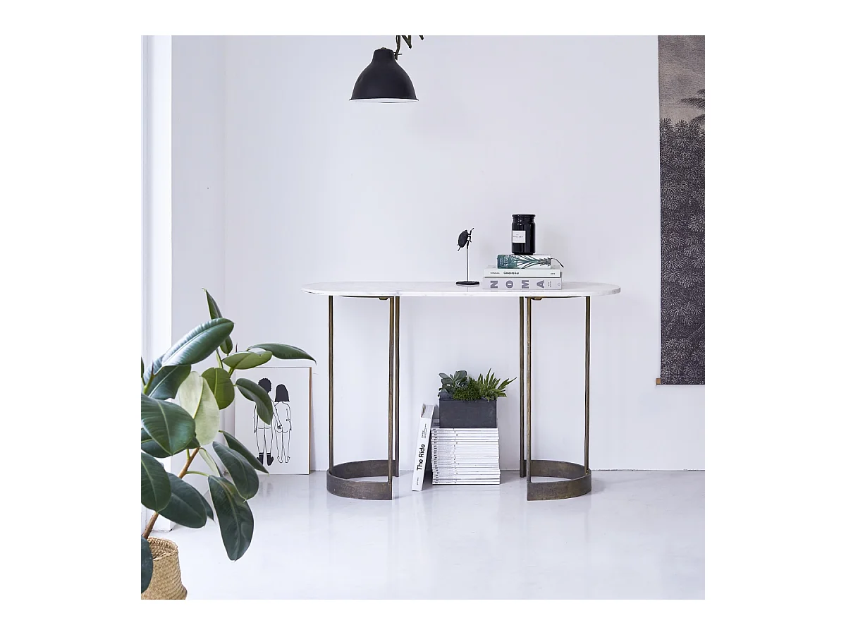 Consolle ovale in metallo e marmo 120 Gustav
