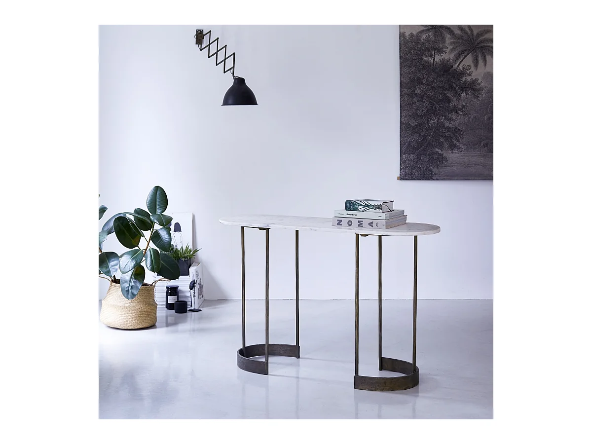 Consolle ovale in metallo e marmo 120 Gustav