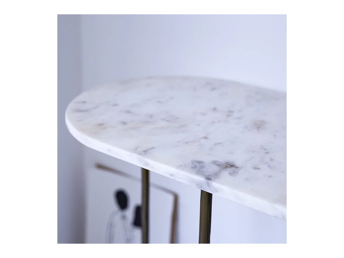 Consolle ovale in metallo e marmo 120 Gustav