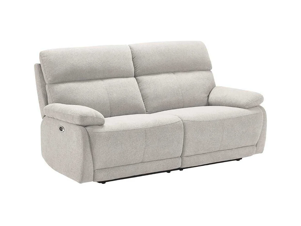 Canapé relax électrique 2,5 places tissu polyester gris clair - MIGUEL