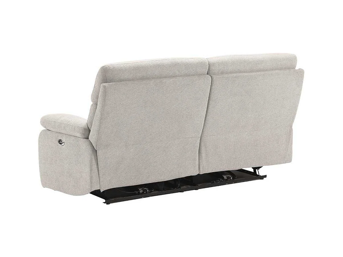 Canapé relax électrique 2,5 places tissu polyester gris clair - MIGUEL
