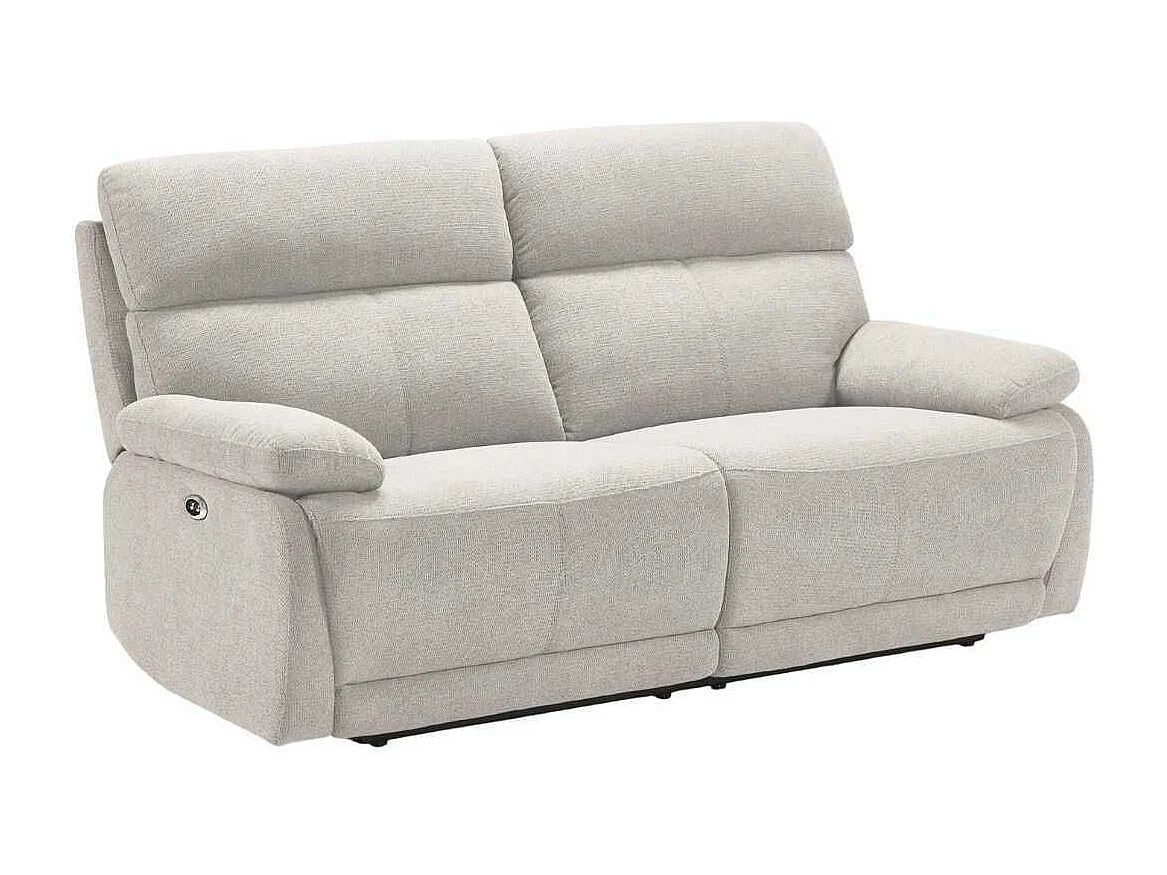 Canapé relax électrique 2,5 places tissu polyester gris clair - MIGUEL