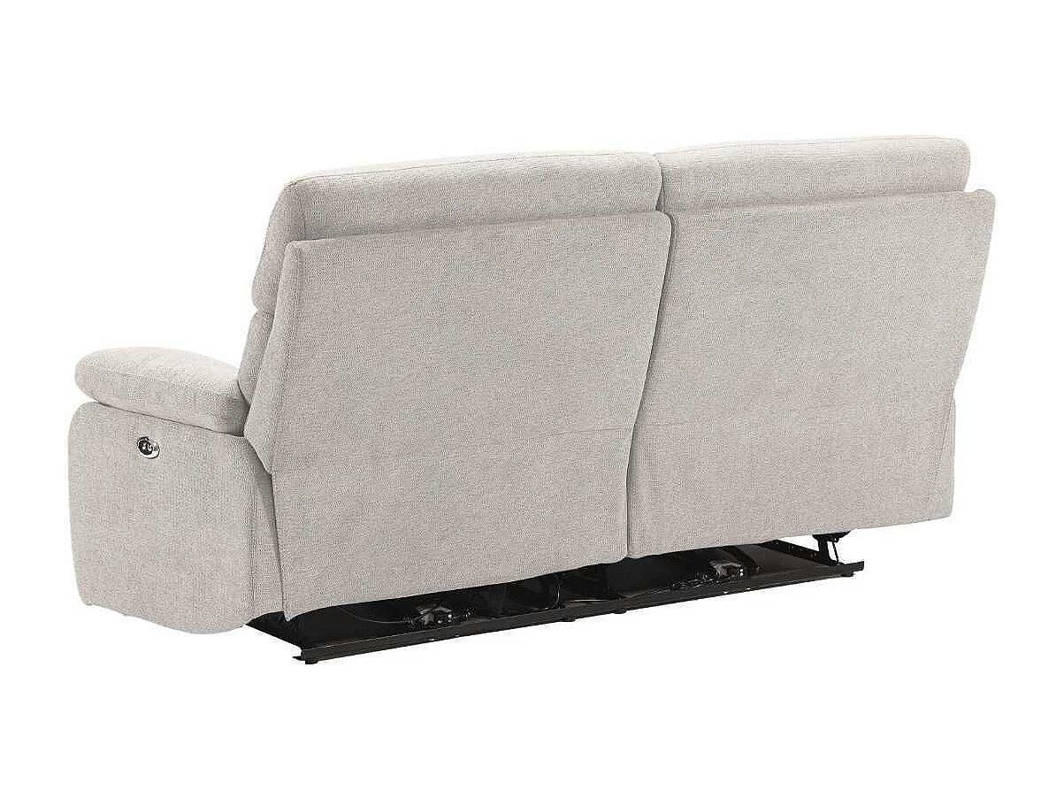 Canapé relax électrique 2,5 places tissu polyester gris clair - MIGUEL