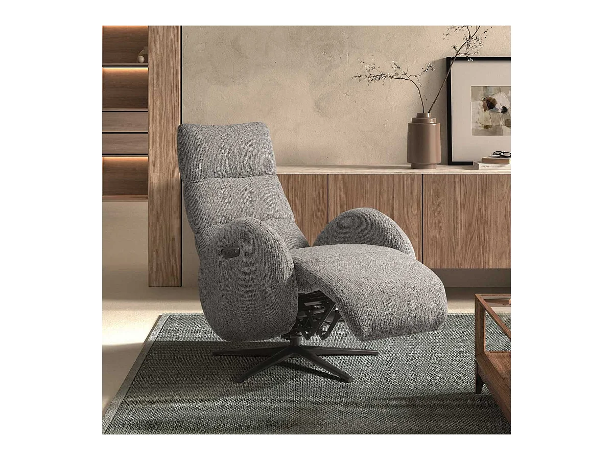 Fauteuil relax électrique tissu polyester gris - AMSTEN