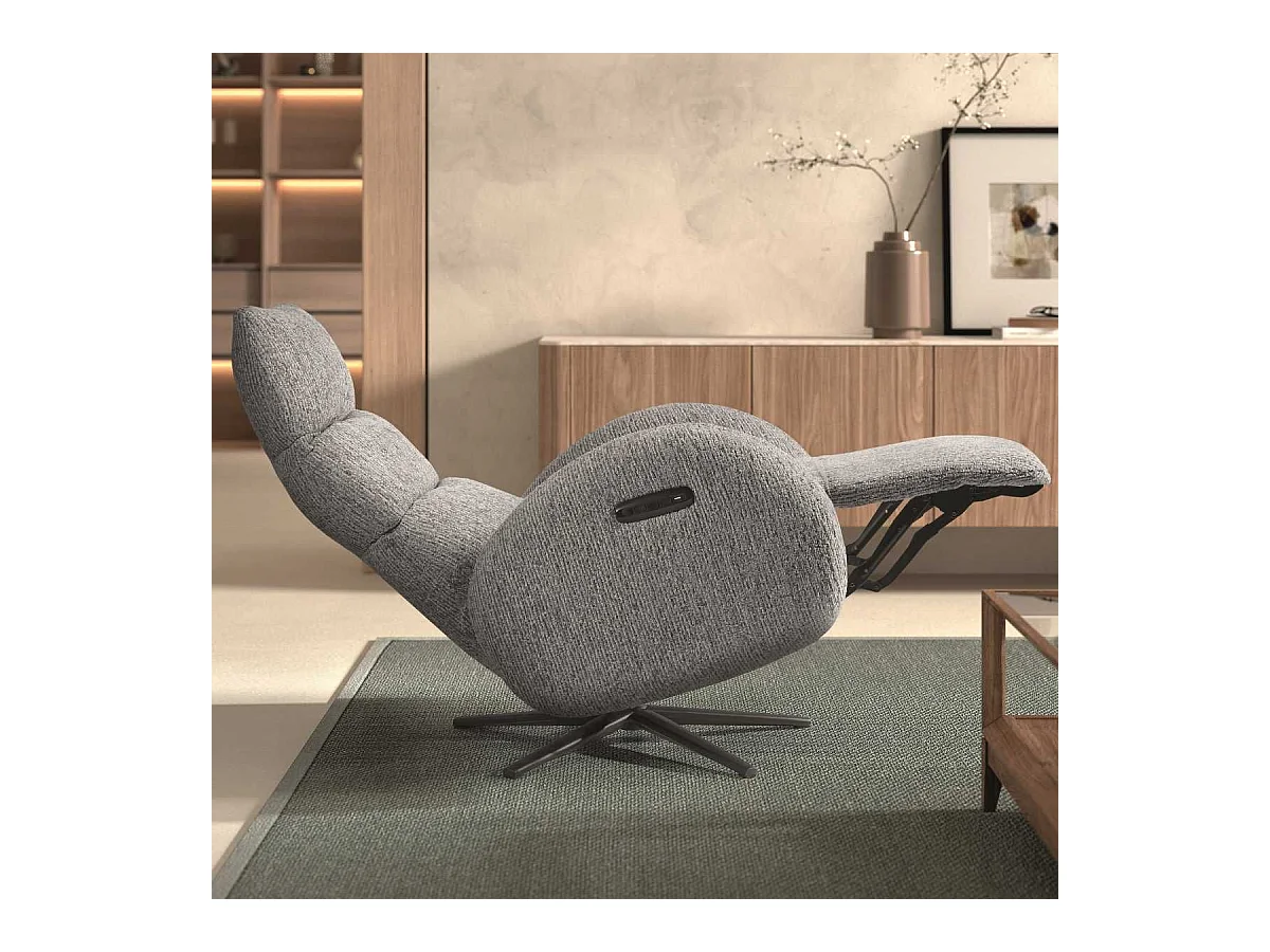Fauteuil relax électrique tissu polyester gris - AMSTEN