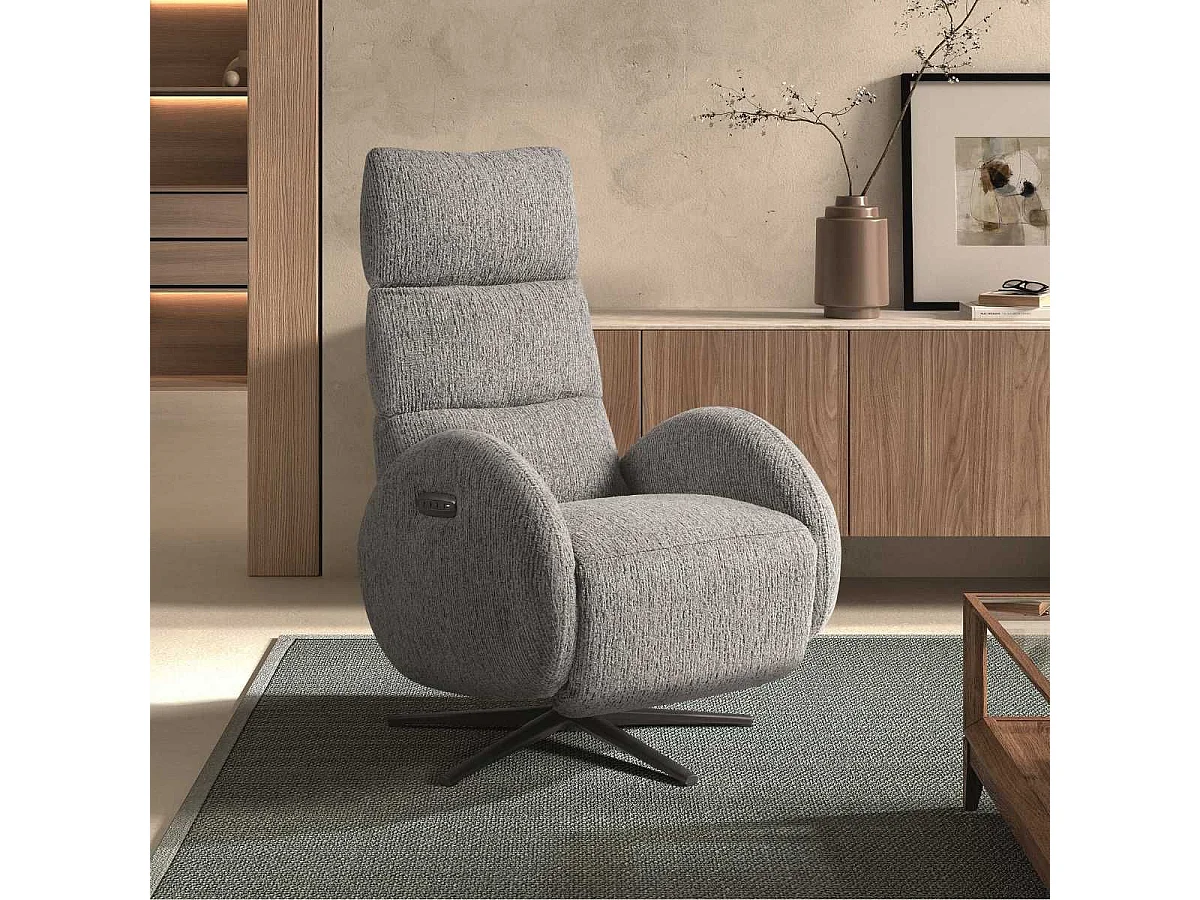 Fauteuil relax électrique tissu polyester gris - AMSTEN