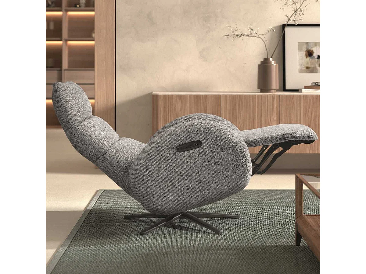 Fauteuil relax électrique tissu polyester gris - AMSTEN
