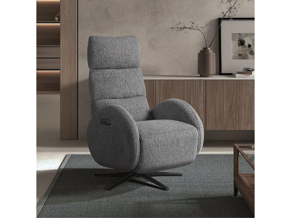 Fauteuil relax électrique tissu polyester gris - AMSTEN