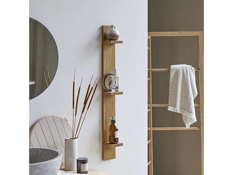 Scaffale verticale in legno di Teak a parete per bagno Bahya