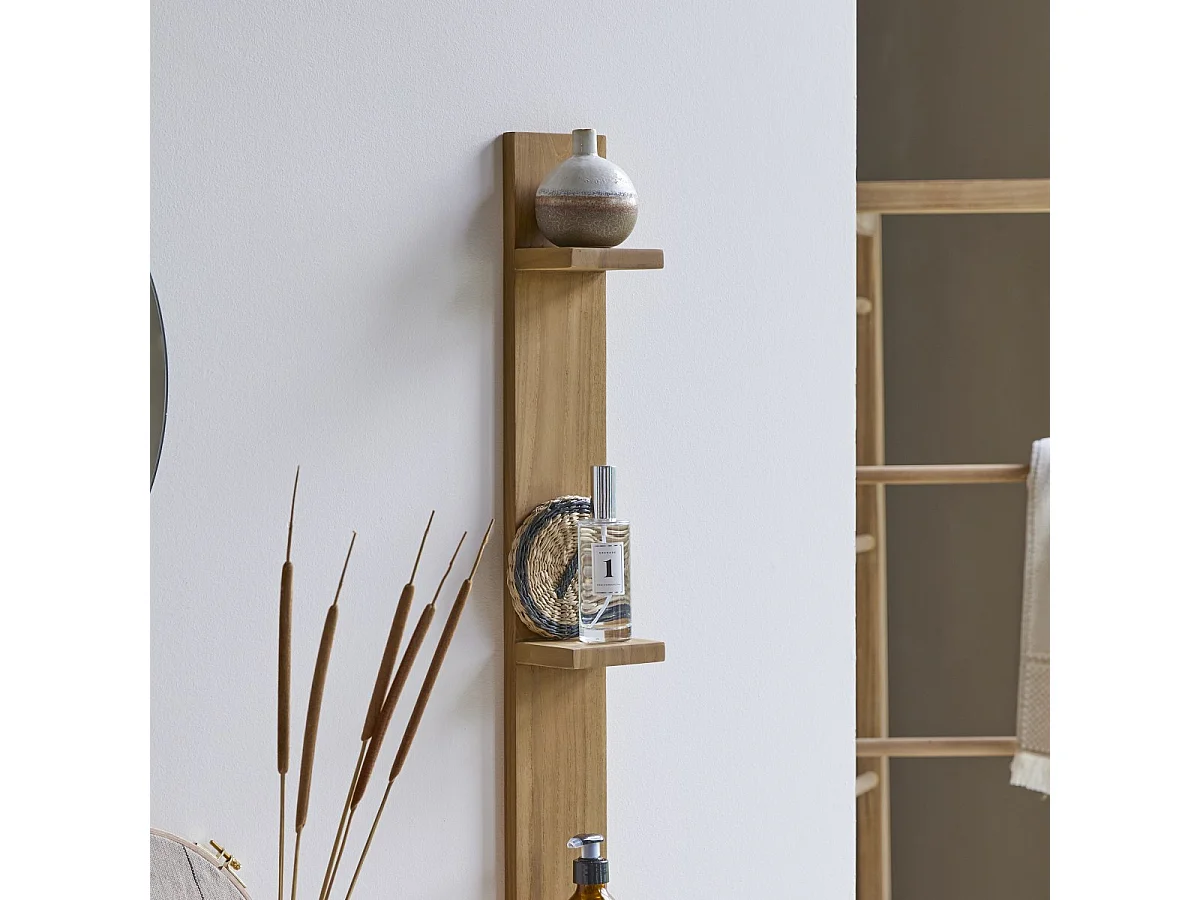 Scaffale verticale in legno di Teak a parete per bagno Bahya