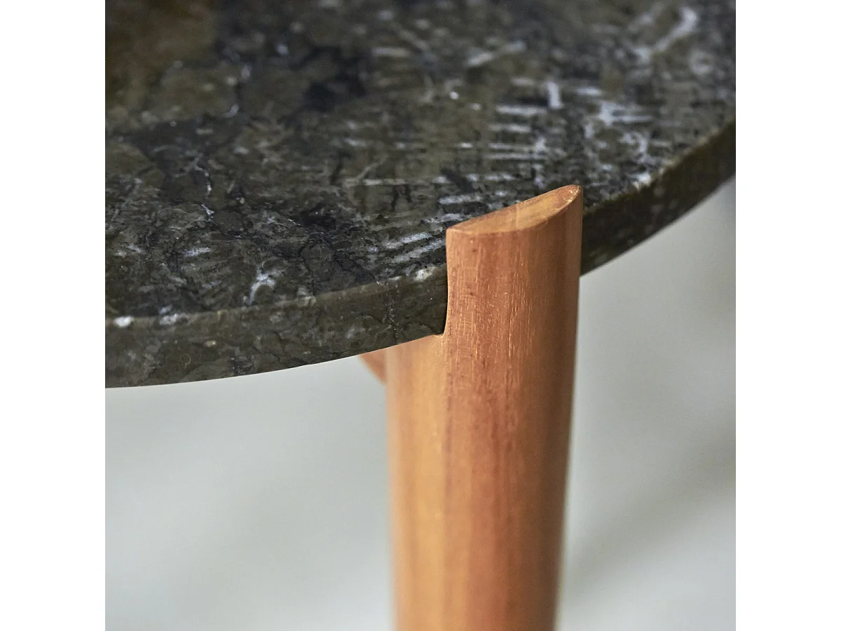 Comodino in legno di teak e marmo Nestor black