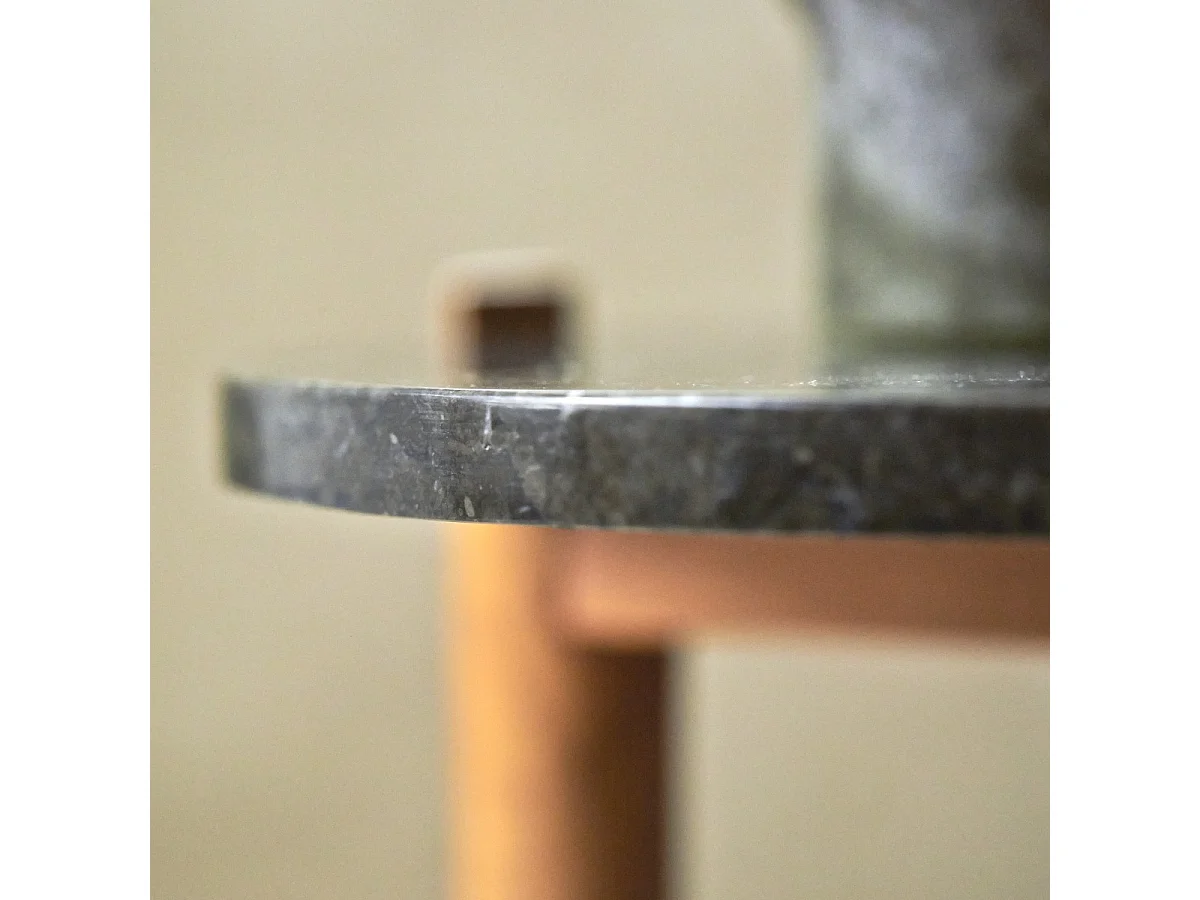 Comodino in legno di teak e marmo Nestor black