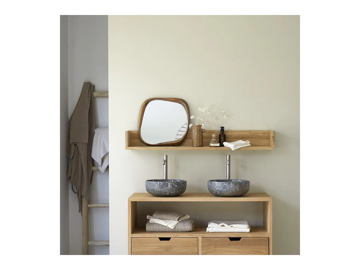 Scaffale a parete per bagno in legno di Teak Arty