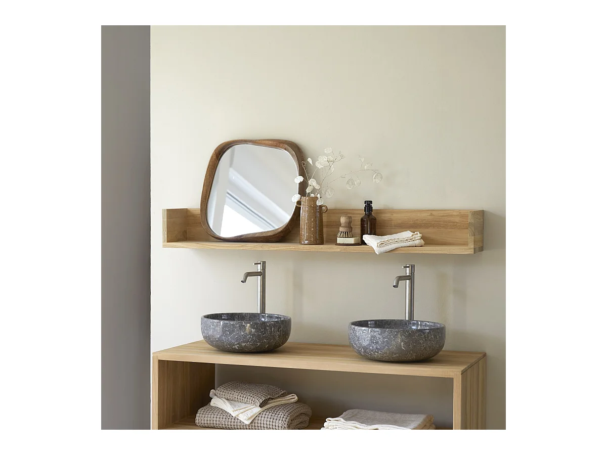 Scaffale a parete per bagno in legno di Teak Arty