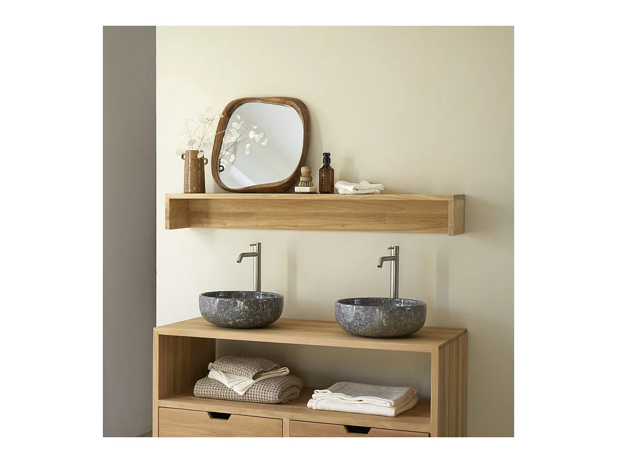 Scaffale a parete per bagno in legno di Teak Arty