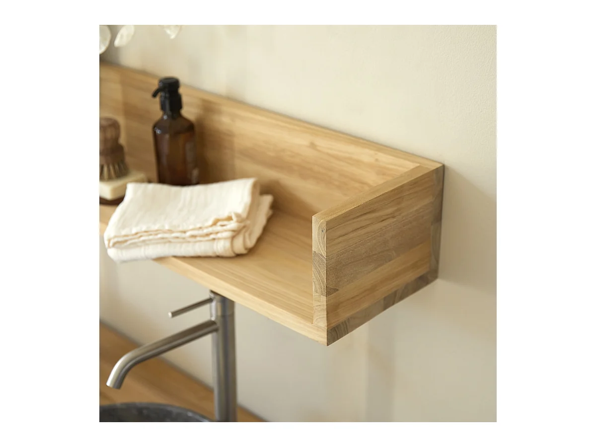 Scaffale a parete per bagno in legno di Teak Arty