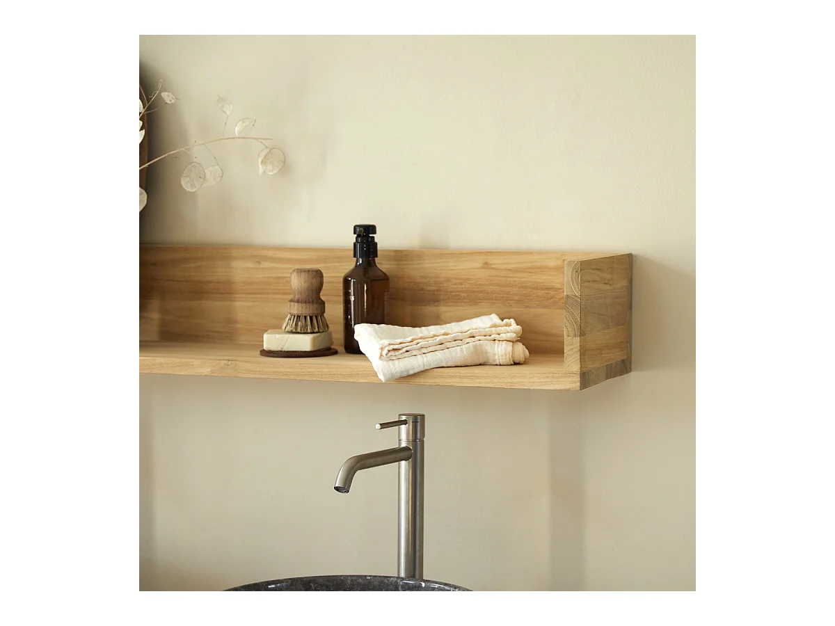 Scaffale a parete per bagno in legno di Teak Arty