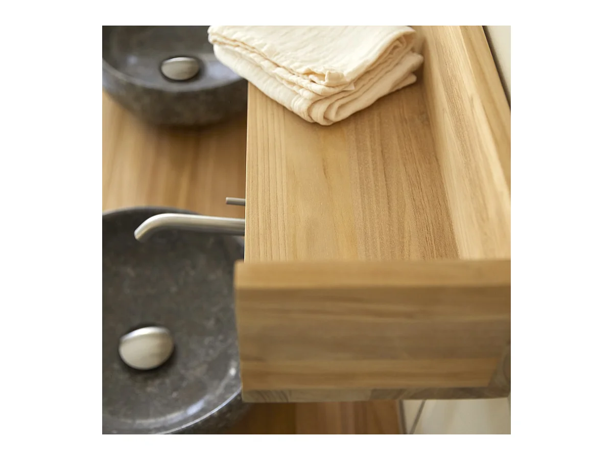 Scaffale a parete per bagno in legno di Teak Arty