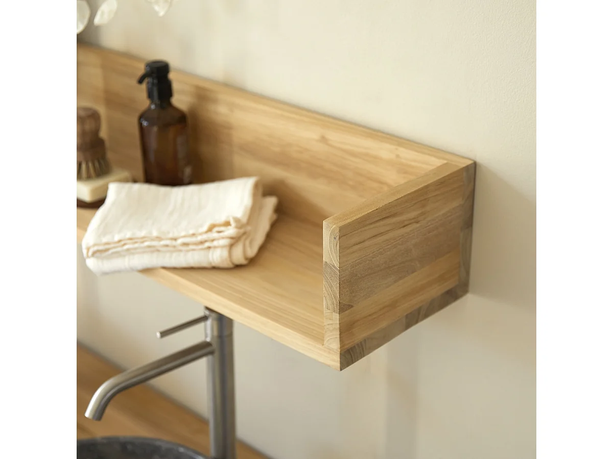Wandregalleiste aus Teakholz natürliches Massivholz für Badezimmer