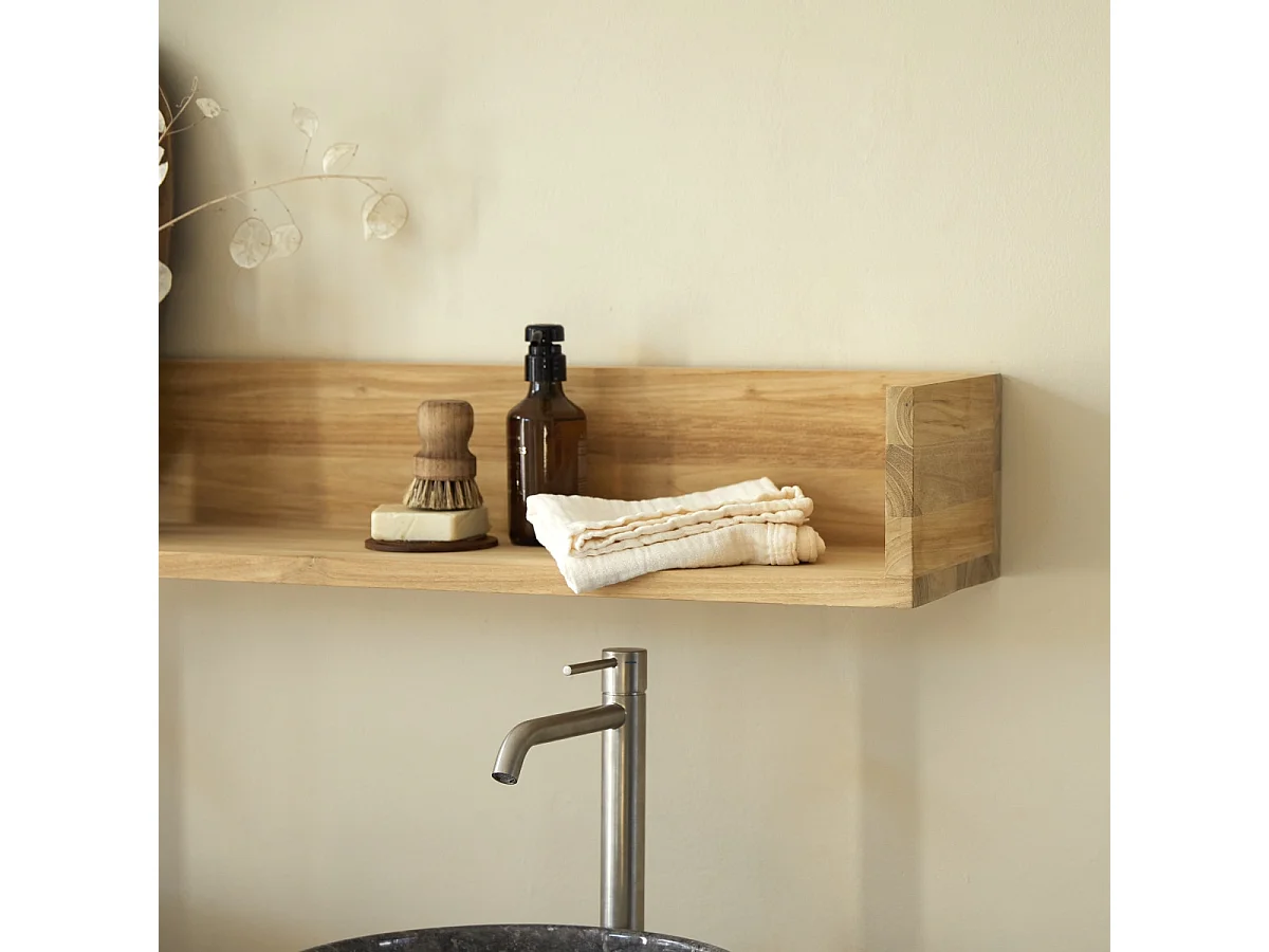 Wandregalleiste aus Teakholz natürliches Massivholz für Badezimmer