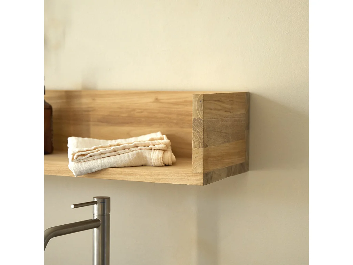 Wandregalleiste aus Teakholz natürliches Massivholz für Badezimmer