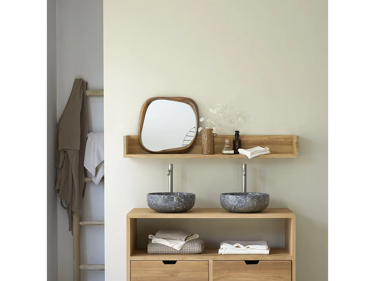 Scaffale a parete per bagno in legno di Teak Arty