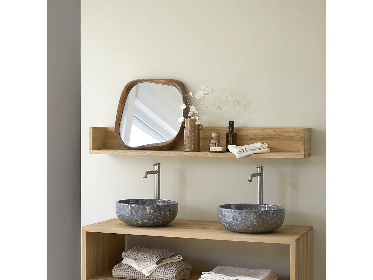 Scaffale a parete per bagno in legno di Teak Arty
