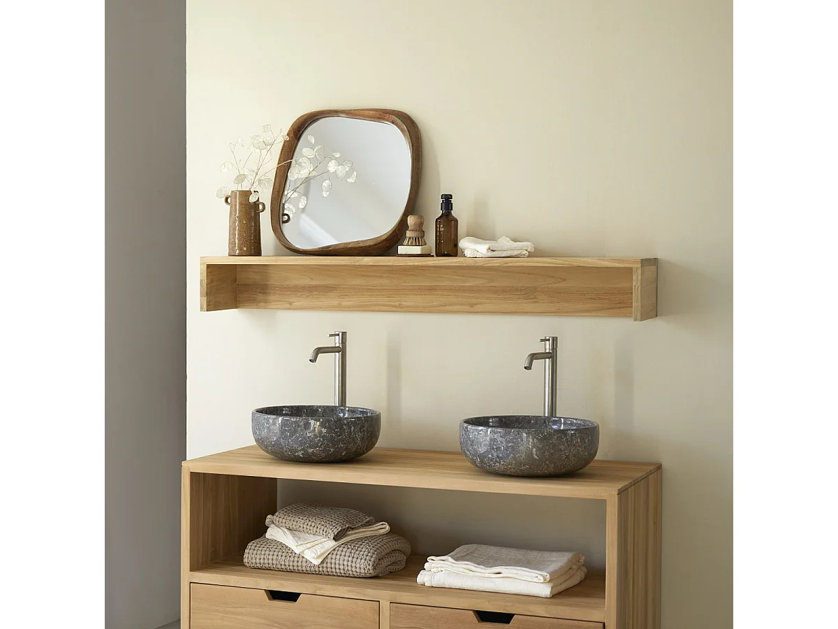 Scaffale a parete per bagno in legno di Teak Arty