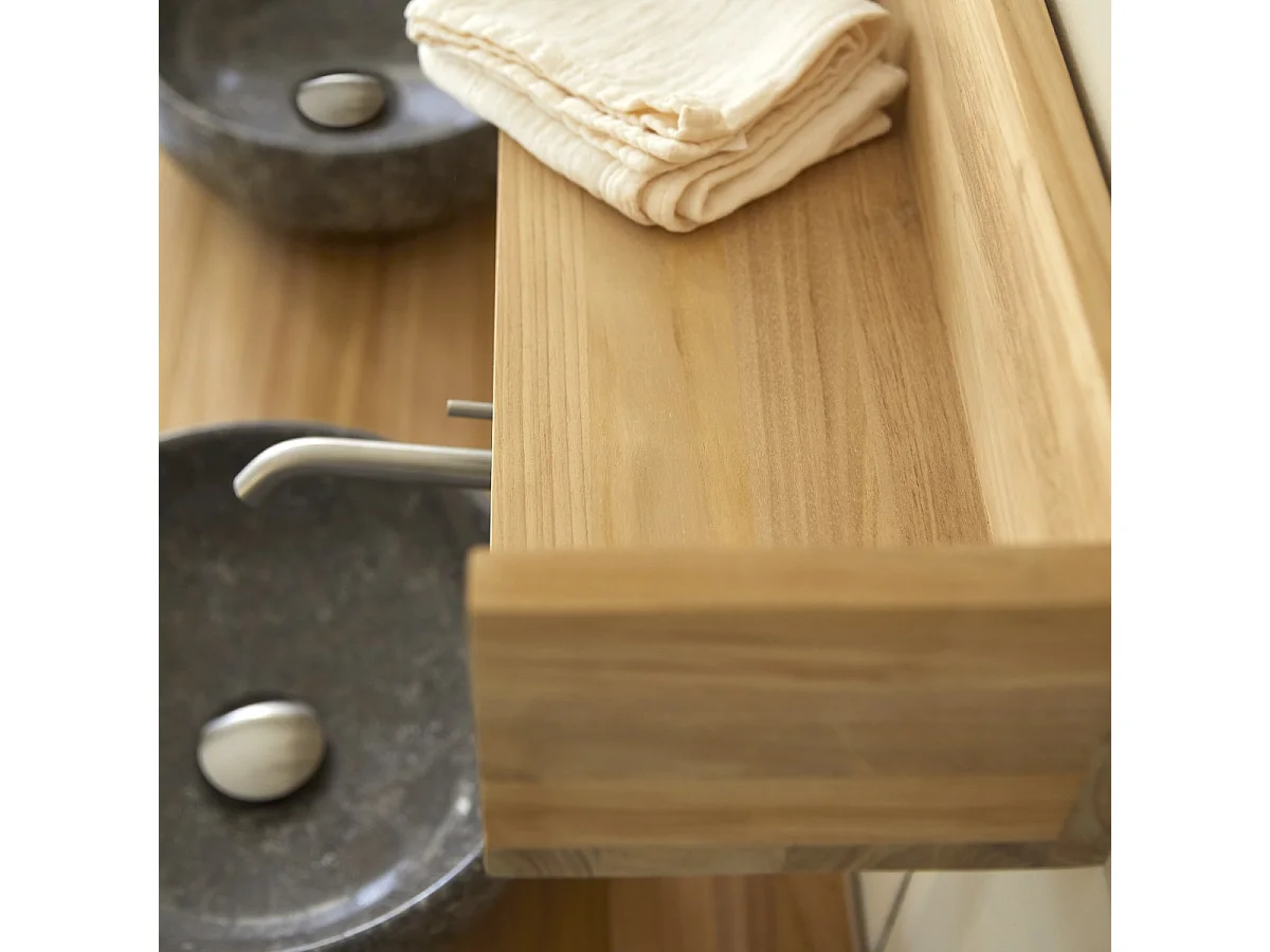 Scaffale a parete per bagno in legno di Teak Arty