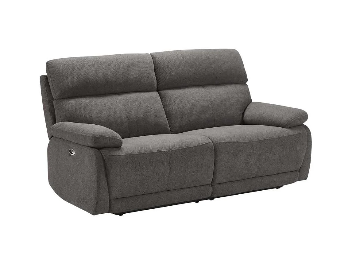 Canapé relax électrique 2,5 places tissu polyester gris foncé - MIGUEL