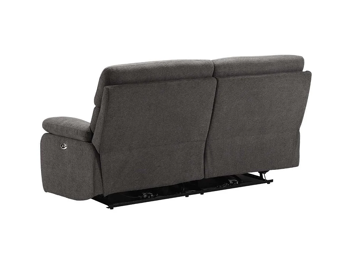 Canapé relax électrique 2,5 places tissu polyester gris foncé - MIGUEL