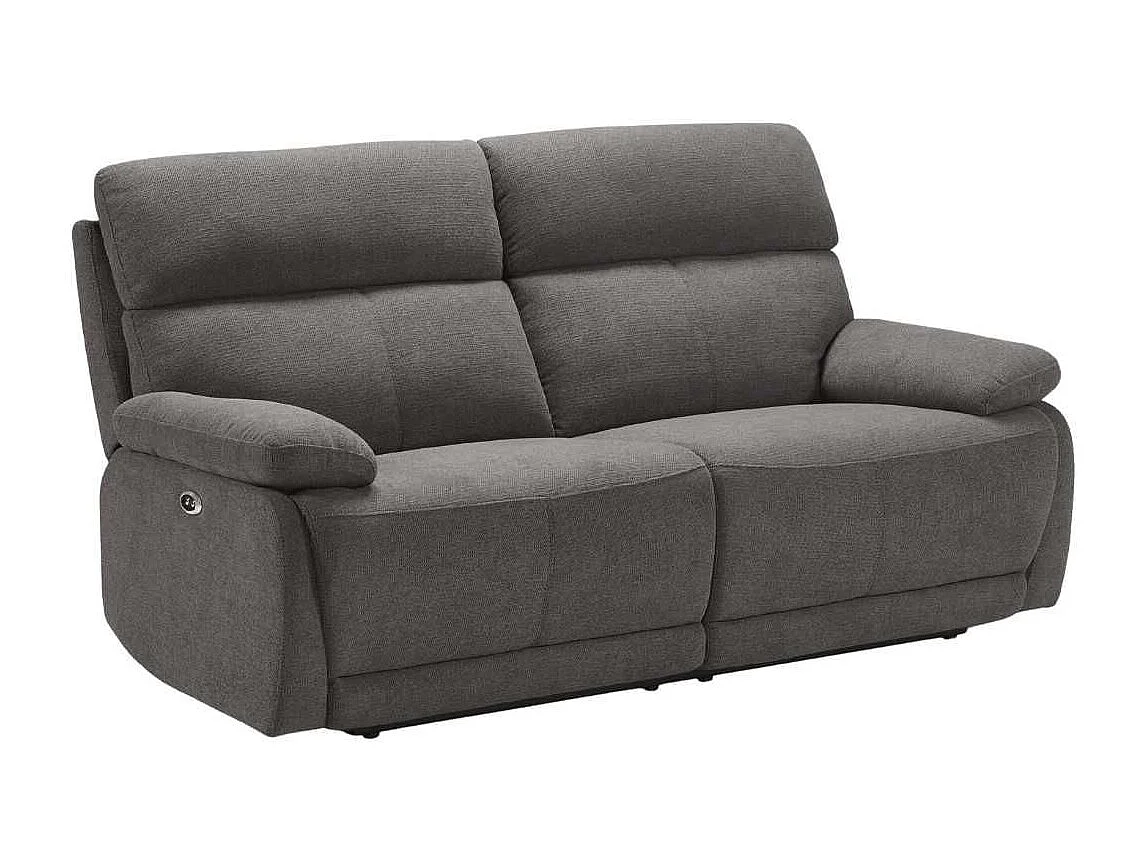 Canapé relax électrique 2,5 places tissu polyester gris foncé - MIGUEL