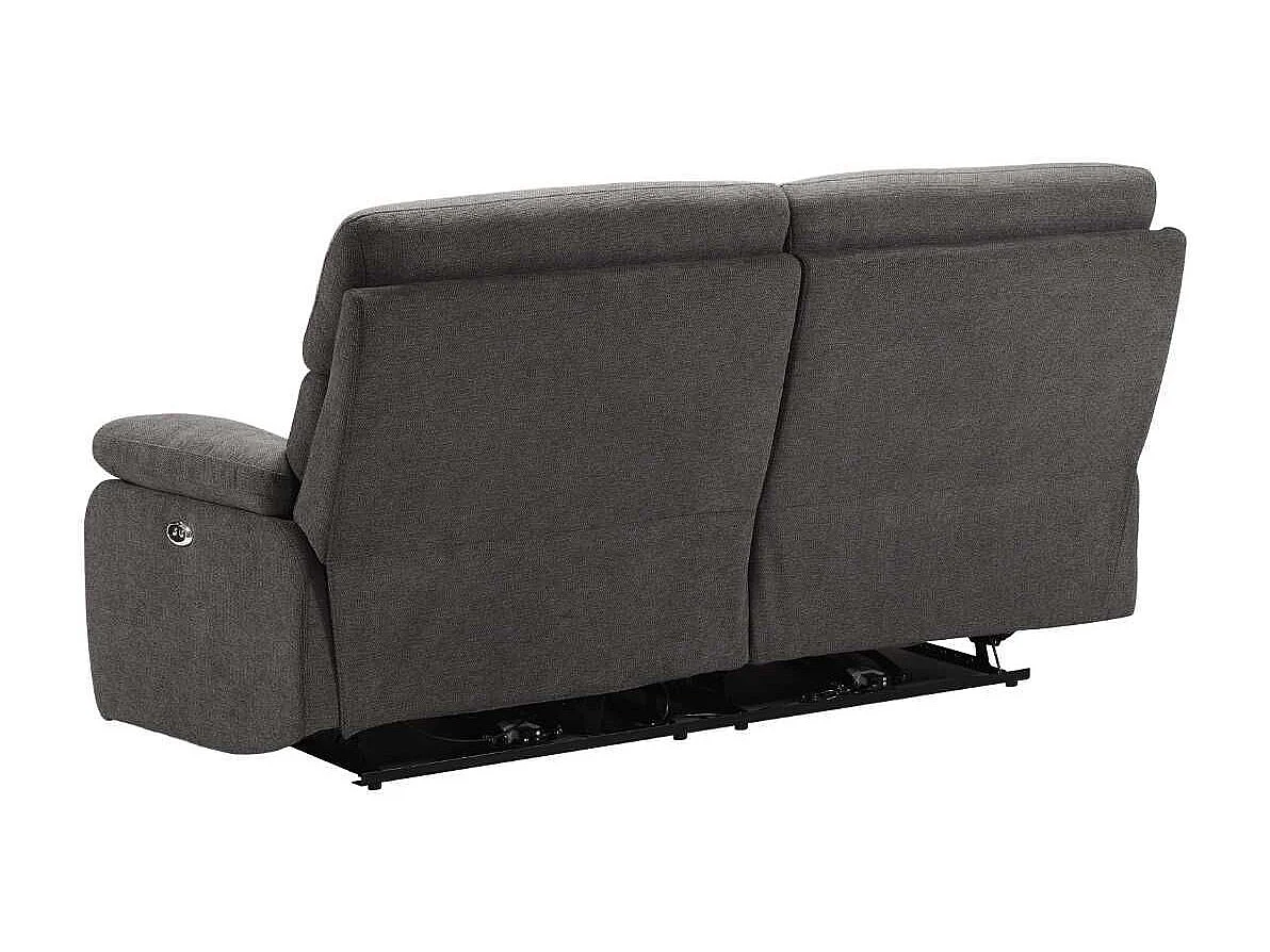 Canapé relax électrique 2,5 places tissu polyester gris foncé - MIGUEL
