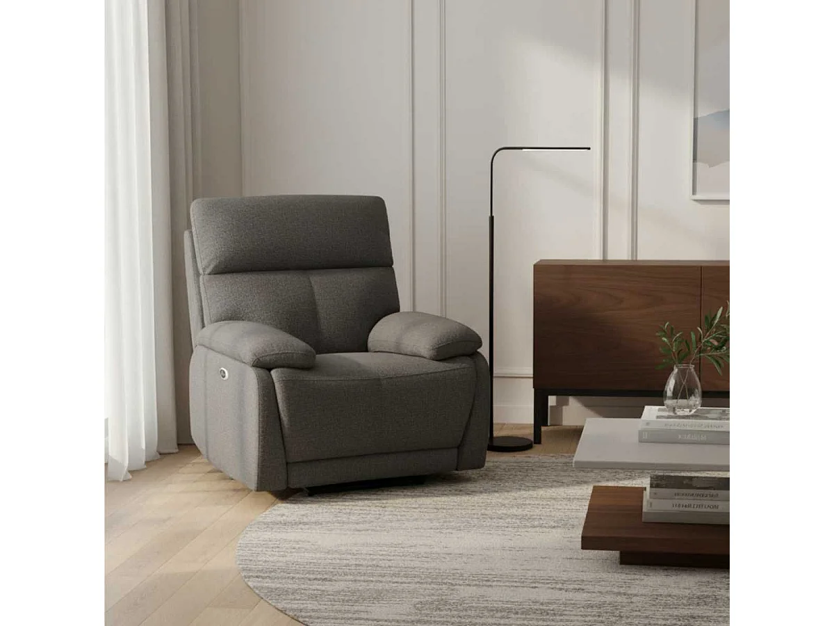 Fauteuil relax électrique tissu polyester gris foncé - MIGUEL