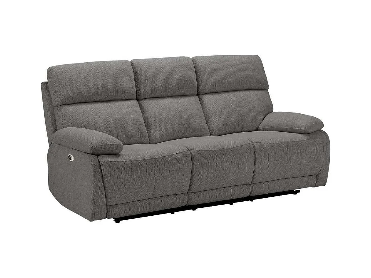 Canapé relax électrique 3 places tissu polyester gris foncé - MIGUEL
