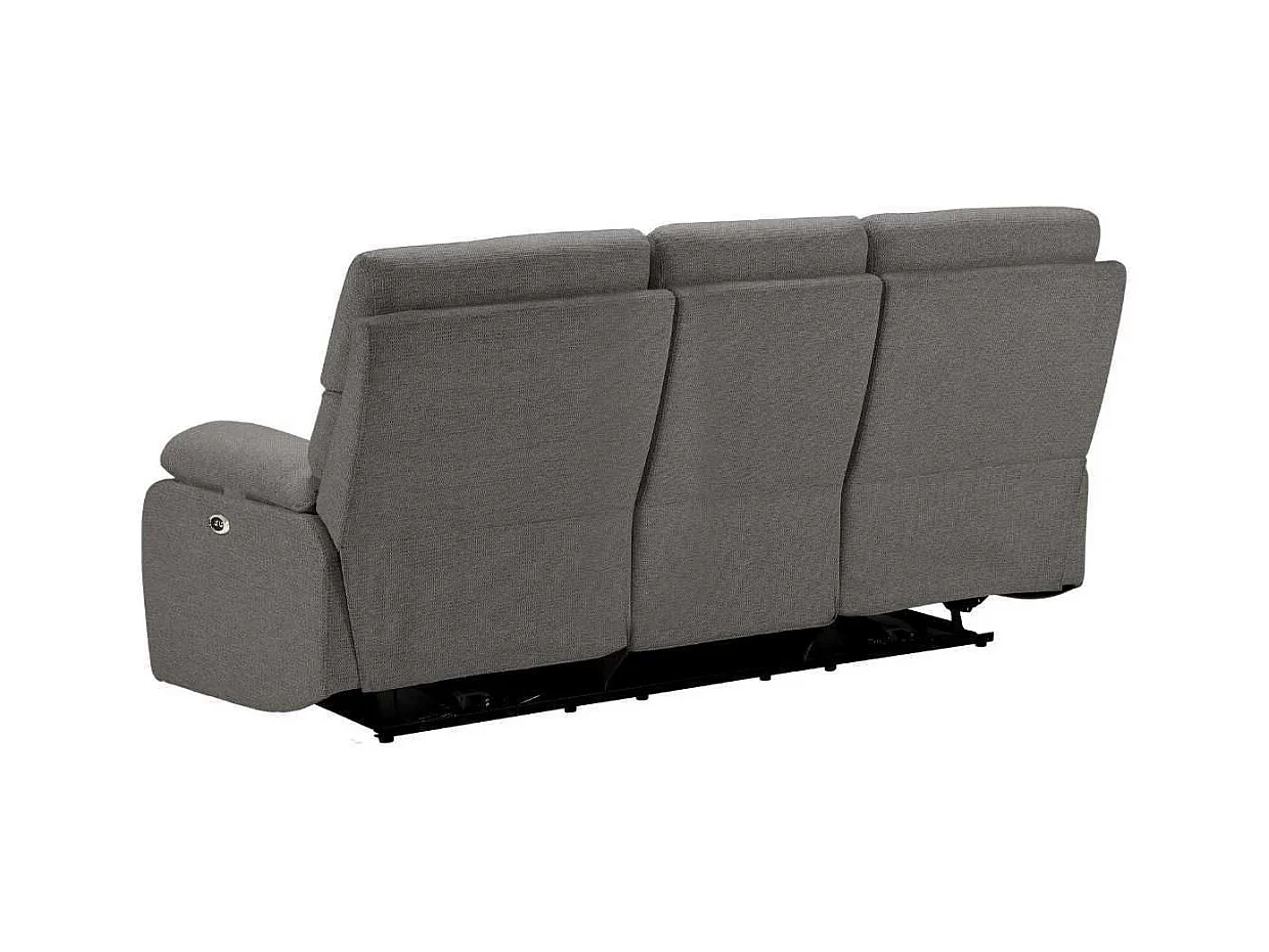 Canapé relax électrique 3 places tissu polyester gris foncé - MIGUEL