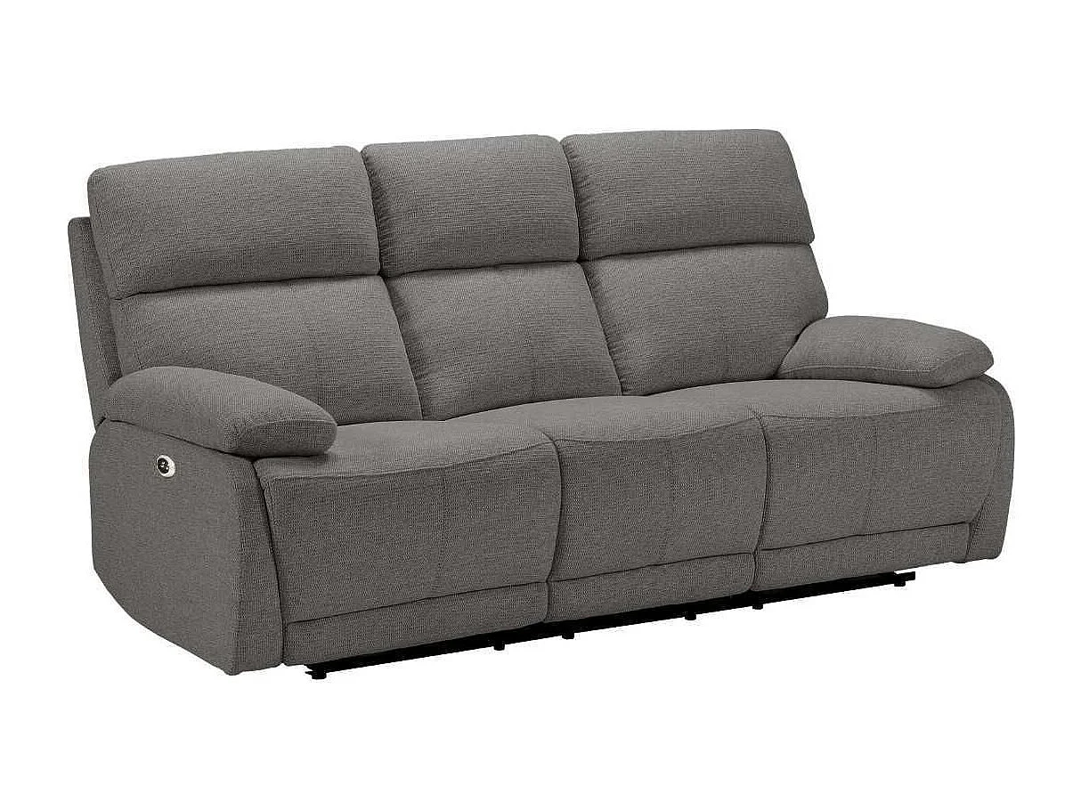 Canapé relax électrique 3 places tissu polyester gris foncé - MIGUEL